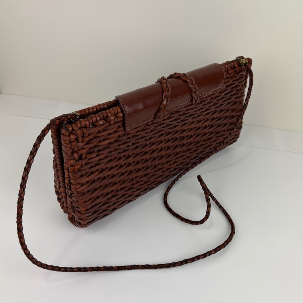 Woven Brown Clutch with Braided Ring Accent - Picture 13 of 15